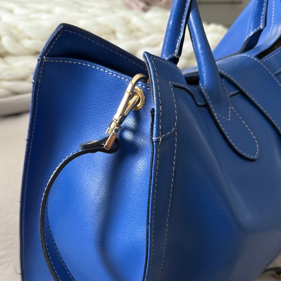 Italian Blue Leather Tote Bag - Picture 3 of 9